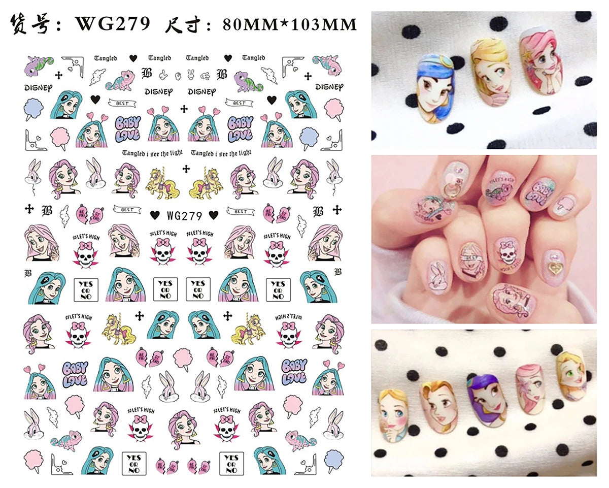 1Pcs 3D Disney Cartoon Mary Cat Nail Sticker Press On Nails Nail Supplies Mickey Mickey Stickers The Lion King Sliders For Nails