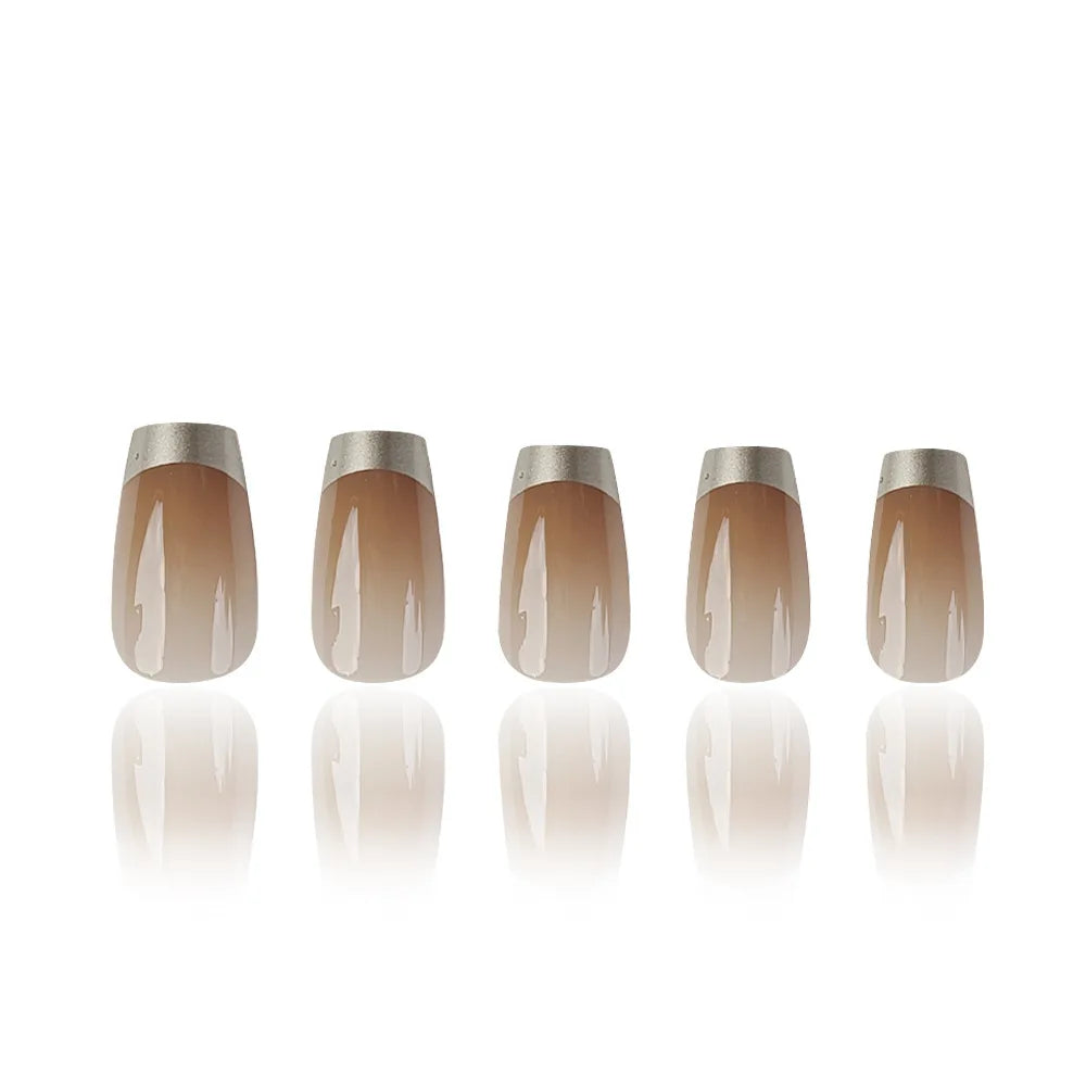 24 Pcs Ballerina Press On Nails Pink Gradient Fake Nails Glossy Artificial Finger Manicure Reusable False Nails For Women