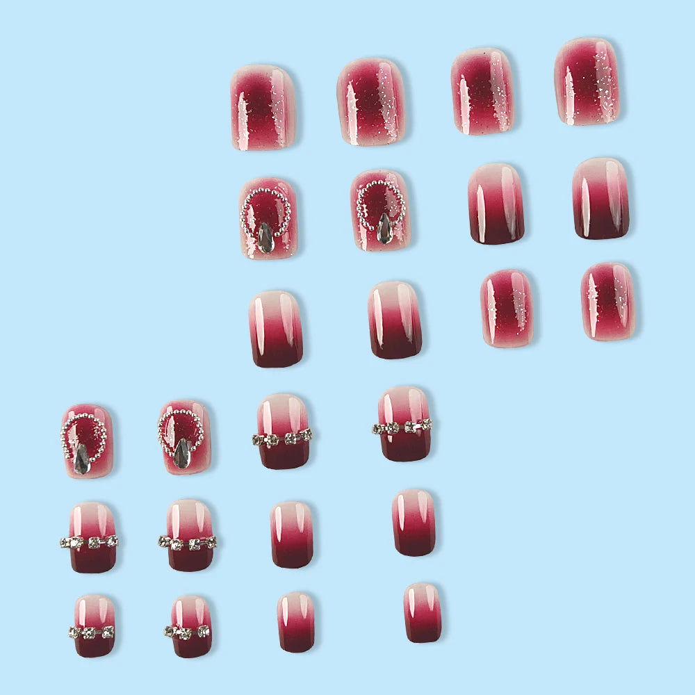 24 Pcs Ballerina Press On Nails Pink Gradient Fake Nails Glossy Artificial Finger Manicure Reusable False Nails For Women