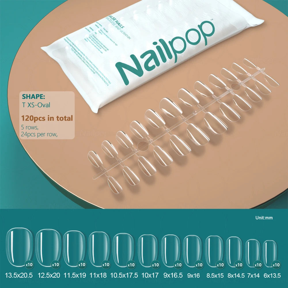 NAILPOP 120pcs False Nails Acrylic Press on Nails Coffin Artificial Nails Clear Fake Nail Tips for Extension Manicure Tool