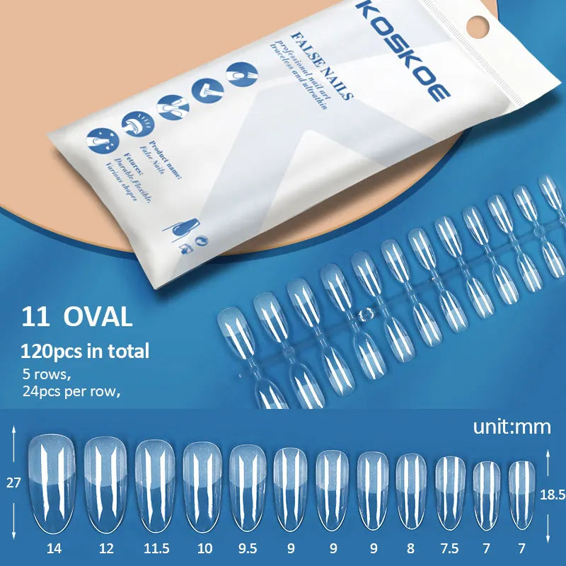 Press on Nails Coffin Soft Gel Tips Full Cover Fake Acrylic UV Gel Nails Extension System Oval Almond Sculpted False Nail Tips