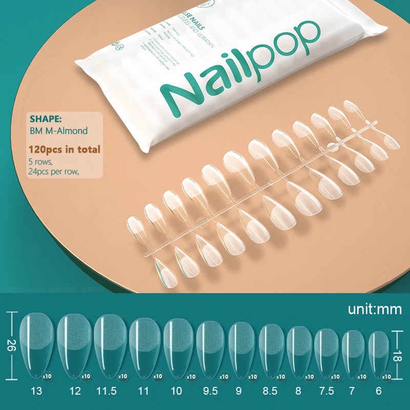NAILPOP 120pcs False Nails Acrylic Press on Nails Coffin Artificial Nails Clear Fake Nail Tips for Extension Manicure Tool