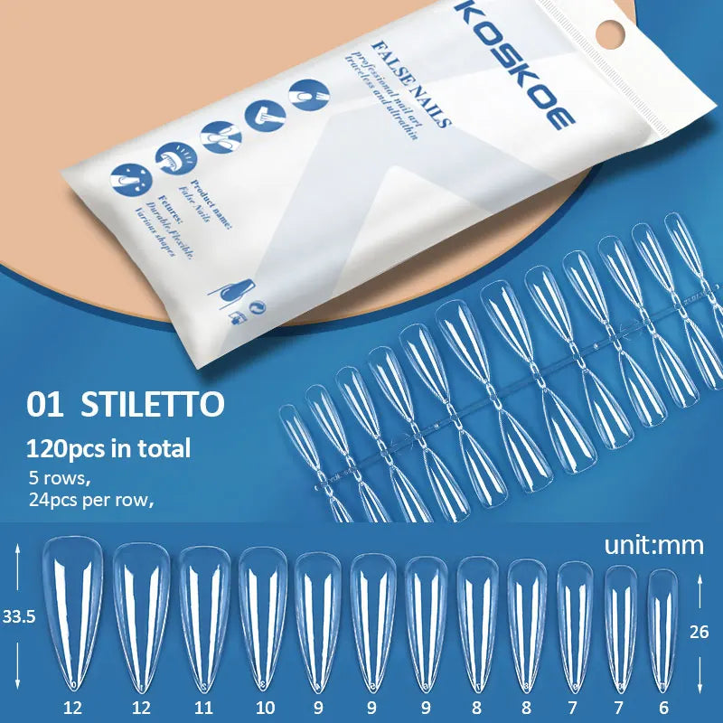 Press on Nails Coffin Soft Gel Tips Full Cover Fake Acrylic UV Gel Nails Extension System Oval Almond Sculpted False Nail Tips