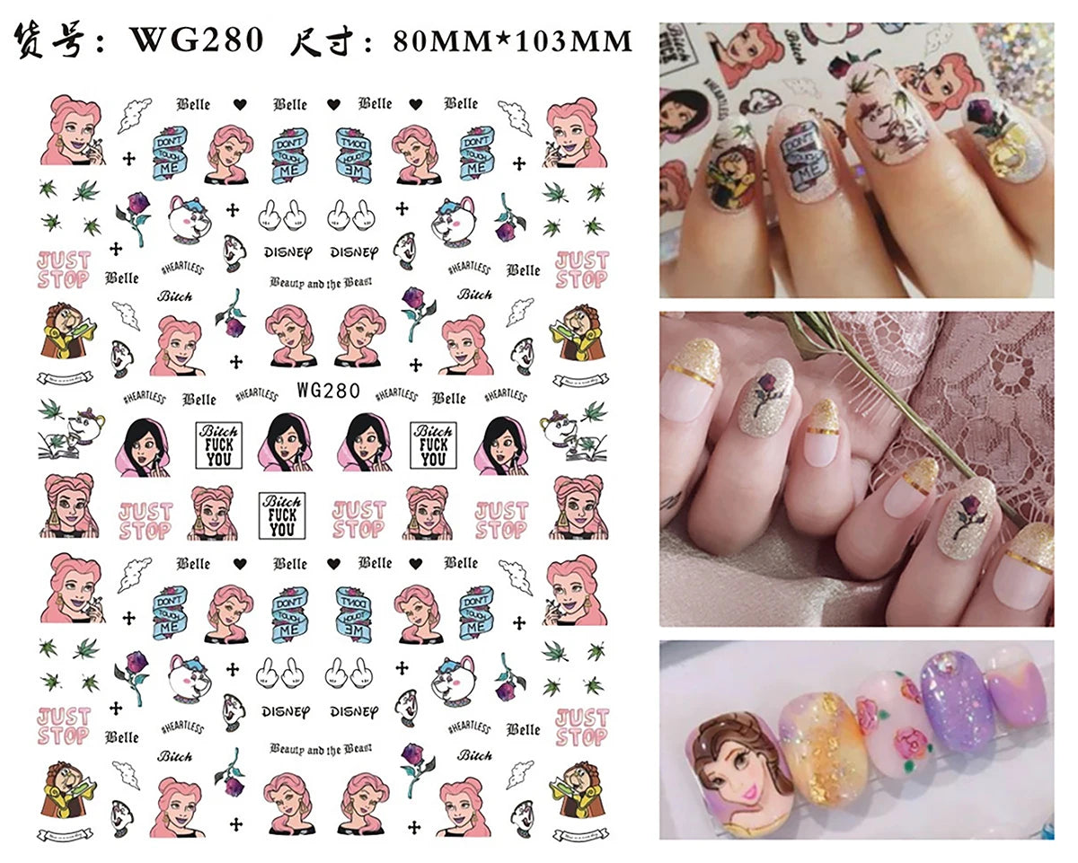 1Pcs 3D Disney Cartoon Mary Cat Nail Sticker Press On Nails Nail Supplies Mickey Mickey Stickers The Lion King Sliders For Nails