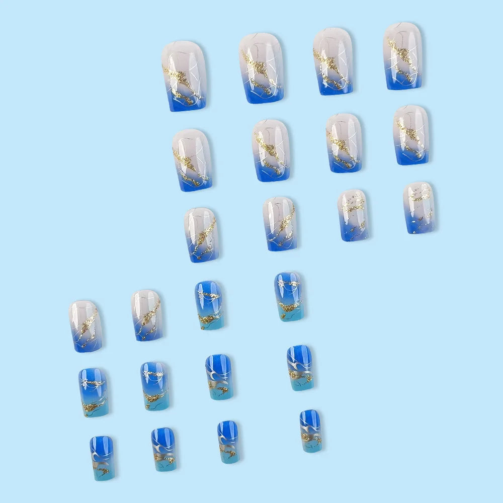 24 Pcs Ballerina Press On Nails Pink Gradient Fake Nails Glossy Artificial Finger Manicure Reusable False Nails For Women