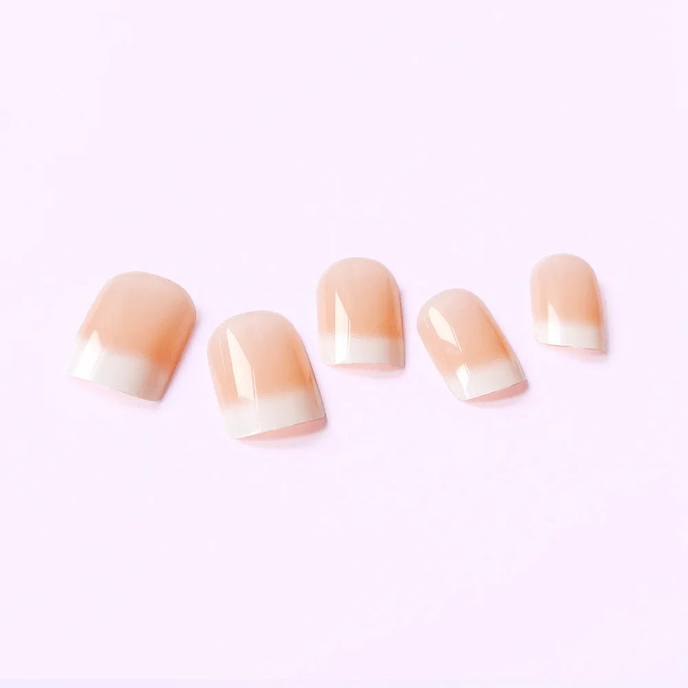 24 Pcs Ballerina Press On Nails Pink Gradient Fake Nails Glossy Artificial Finger Manicure Reusable False Nails For Women
