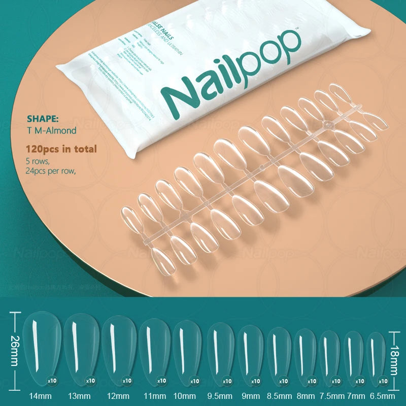 NAILPOP 120pcs False Nails Acrylic Press on Nails Coffin Artificial Nails Clear Fake Nail Tips for Extension Manicure Tool