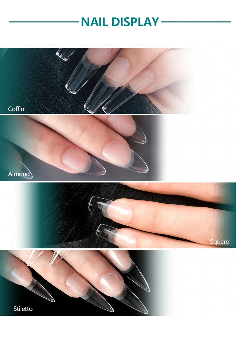 NAILPOP 120pcs False Nails Acrylic Press on Nails Coffin Artificial Nails Clear Fake Nail Tips for Extension Manicure Tool