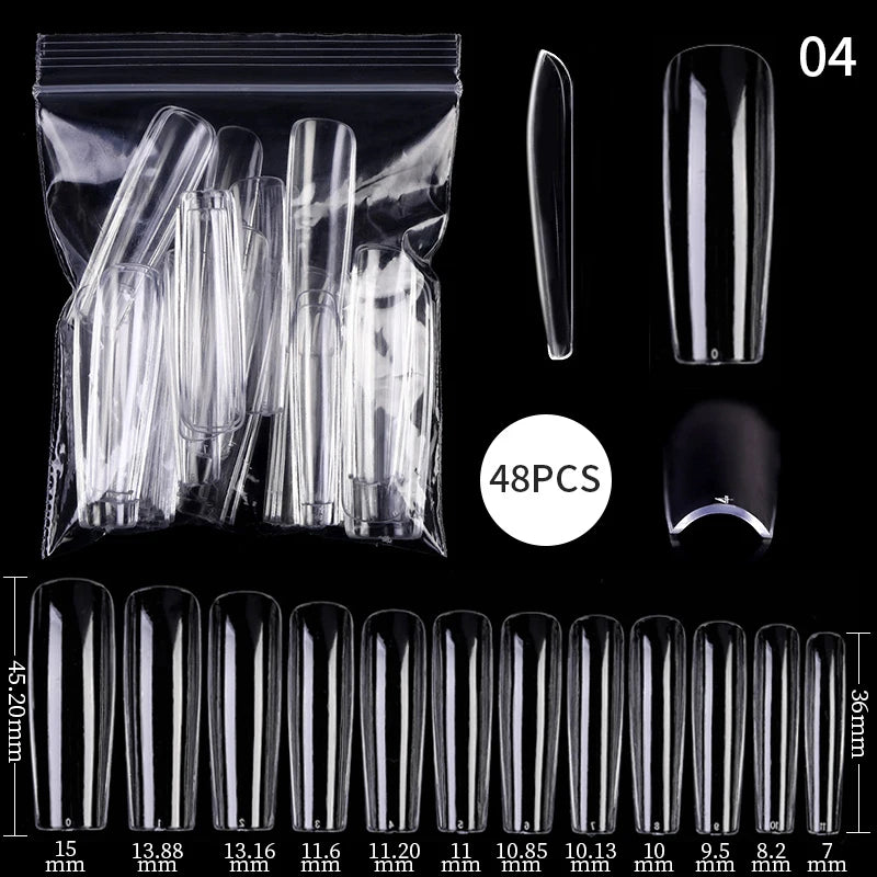 Press on Nails Coffin Soft Gel Tips Full Cover Fake Acrylic UV Gel Nails Extension System Oval Almond Sculpted False Nail Tips