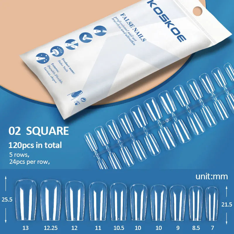 Press on Nails Coffin Soft Gel Tips Full Cover Fake Acrylic UV Gel Nails Extension System Oval Almond Sculpted False Nail Tips