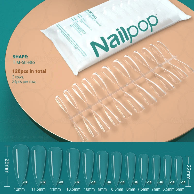 NAILPOP 120pcs False Nails Acrylic Press on Nails Coffin Artificial Nails Clear Fake Nail Tips for Extension Manicure Tool