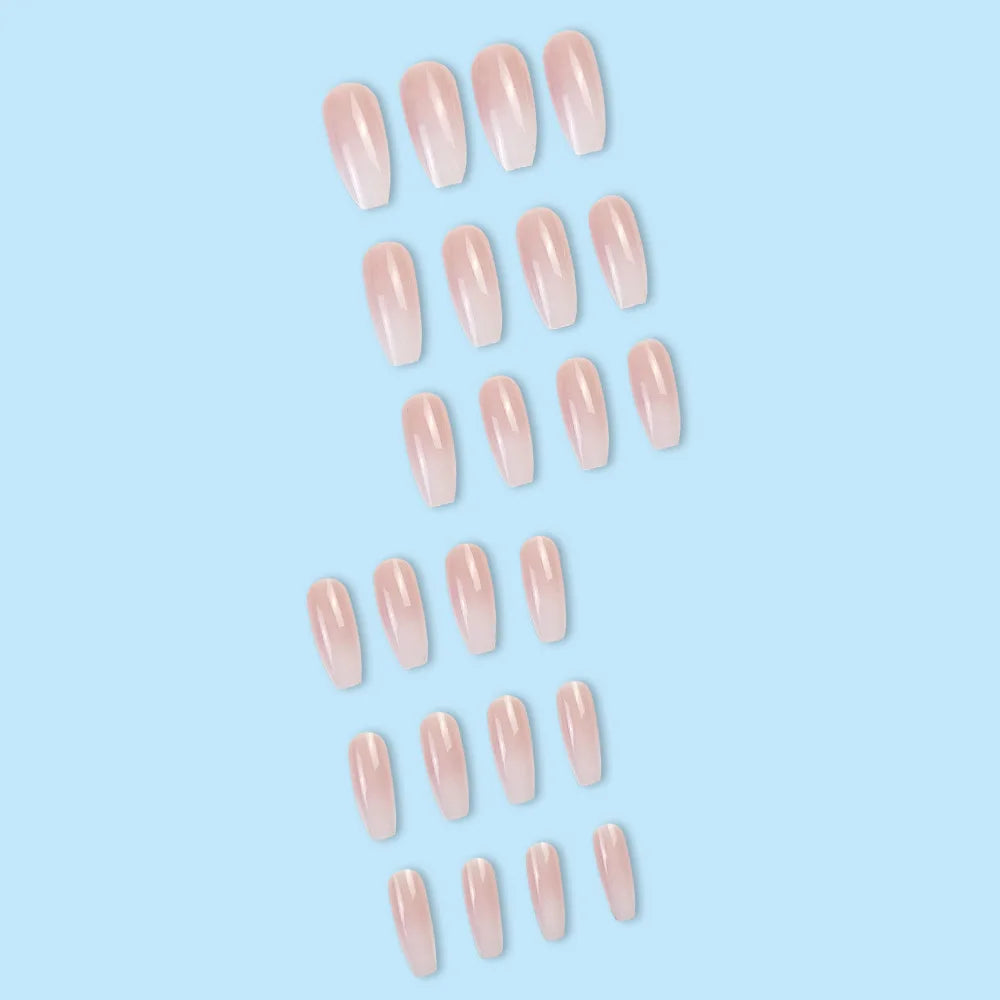 24 Pcs Ballerina Press On Nails Pink Gradient Fake Nails Glossy Artificial Finger Manicure Reusable False Nails For Women