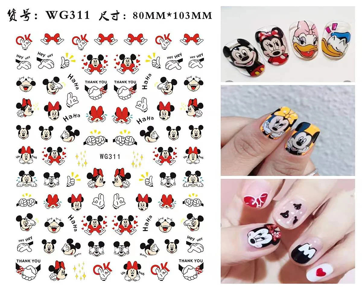 1Pcs 3D Disney Cartoon Mary Cat Nail Sticker Press On Nails Nail Supplies Mickey Mickey Stickers The Lion King Sliders For Nails