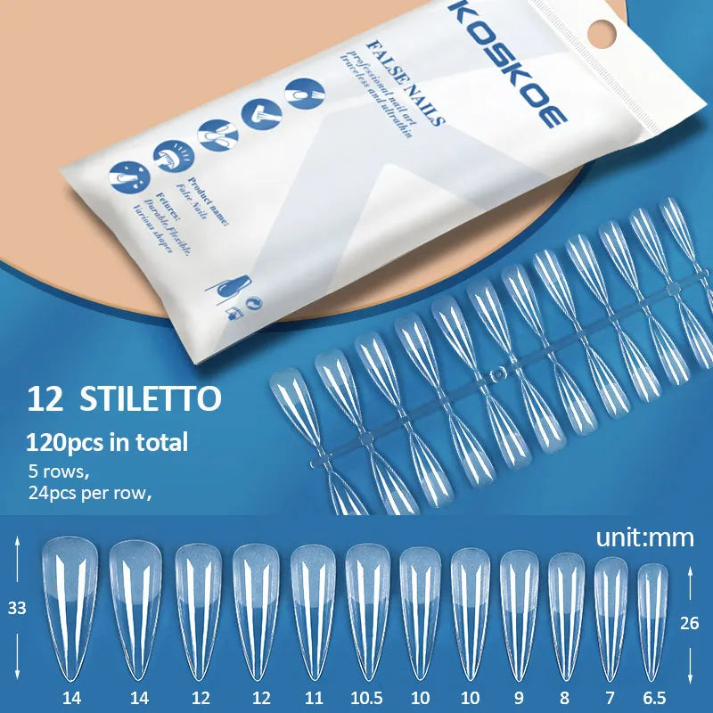 Press on Nails Coffin Soft Gel Tips Full Cover Fake Acrylic UV Gel Nails Extension System Oval Almond Sculpted False Nail Tips