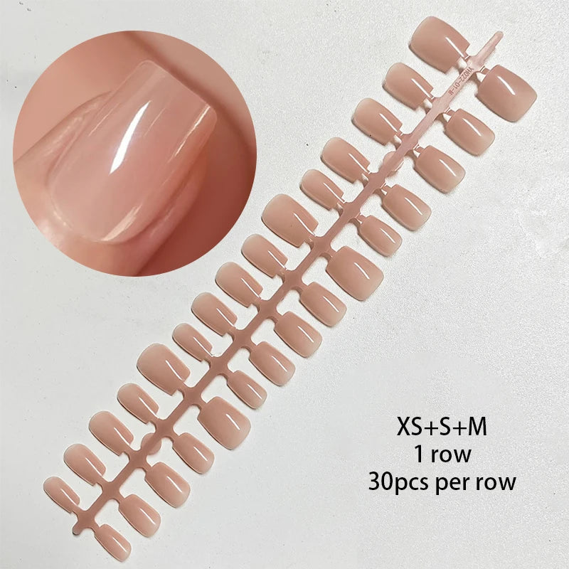 30Pcs Nail Tip Nude French Fake Nail Fashion Frosted Wearable False Nails Simple Full Cover Press on Nails DIY Wear Nail Tool