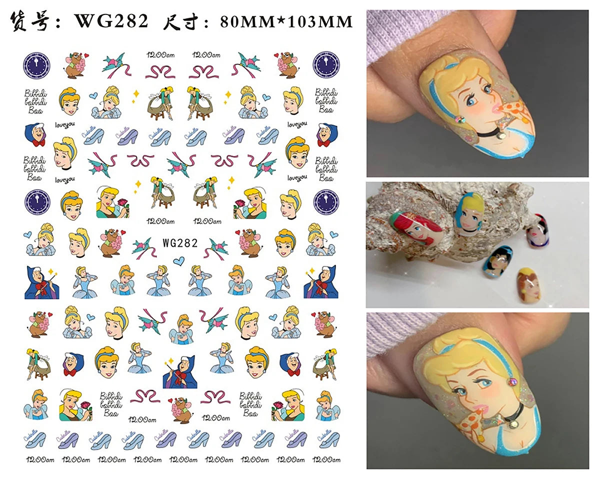 1Pcs 3D Disney Cartoon Mary Cat Nail Sticker Press On Nails Nail Supplies Mickey Mickey Stickers The Lion King Sliders For Nails