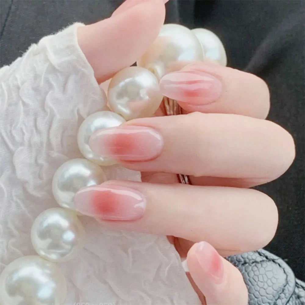 24 Pcs Ballerina Press On Nails Pink Gradient Fake Nails Glossy Artificial Finger Manicure Reusable False Nails For Women