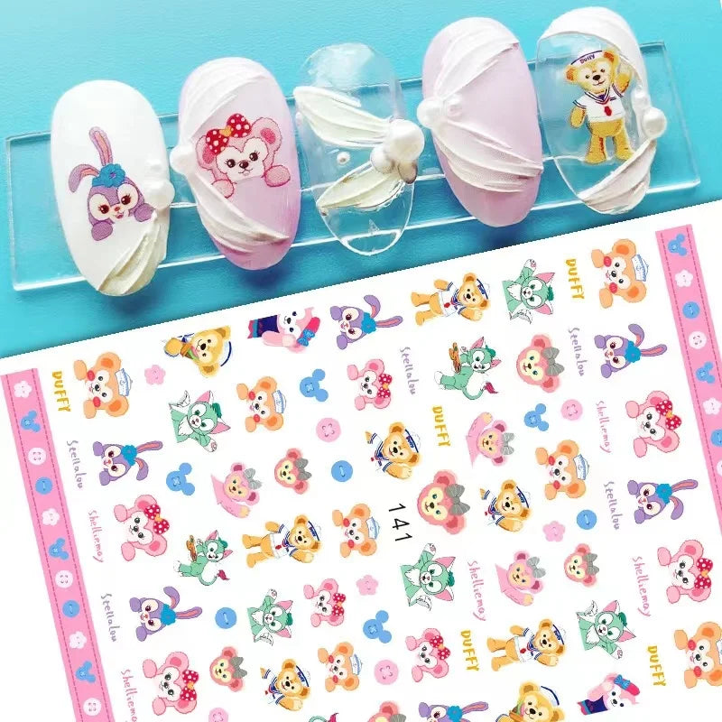 1Pcs 3D Disney Cartoon Mary Cat Nail Sticker Press On Nails Nail Supplies Mickey Mickey Stickers The Lion King Sliders For Nails