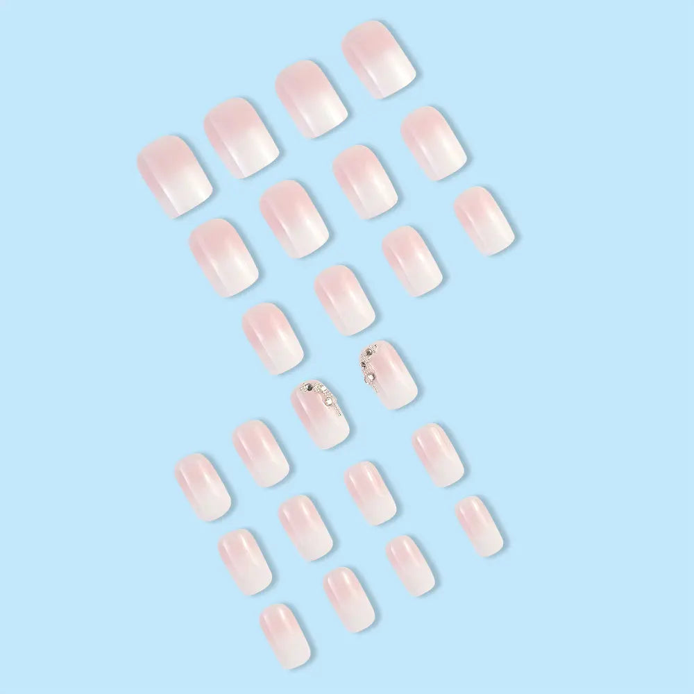 24 Pcs Ballerina Press On Nails Pink Gradient Fake Nails Glossy Artificial Finger Manicure Reusable False Nails For Women