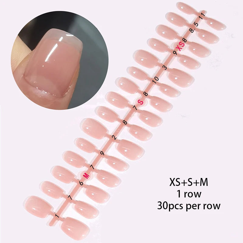 30Pcs Nail Tip Nude French Fake Nail Fashion Frosted Wearable False Nails Simple Full Cover Press on Nails DIY Wear Nail Tool