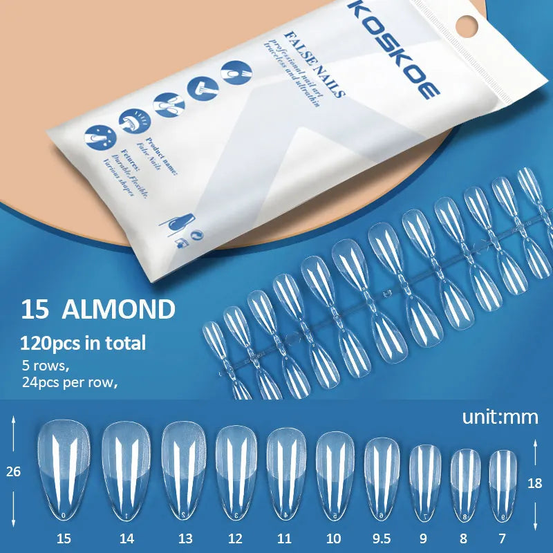 Press on Nails Coffin Soft Gel Tips Full Cover Fake Acrylic UV Gel Nails Extension System Oval Almond Sculpted False Nail Tips