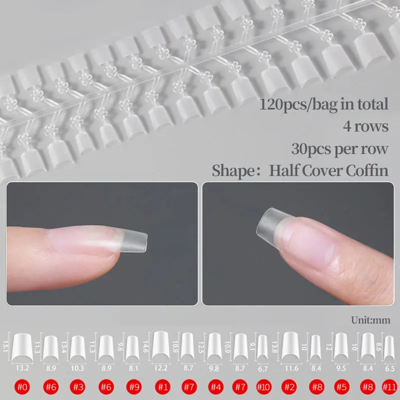 Press on Nails Coffin Soft Gel Tips Full Cover Fake Acrylic UV Gel Nails Extension System Oval Almond Sculpted False Nail Tips