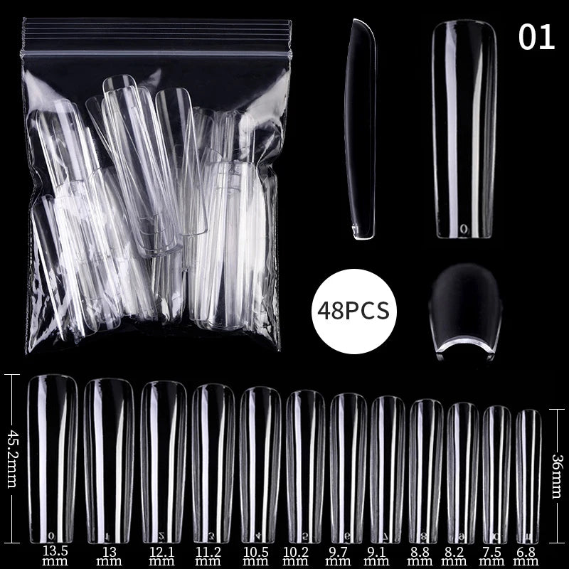 Press on Nails Coffin Soft Gel Tips Full Cover Fake Acrylic UV Gel Nails Extension System Oval Almond Sculpted False Nail Tips