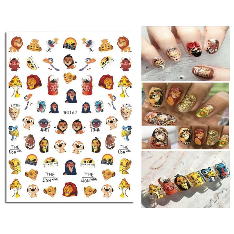 1Pcs 3D Disney Cartoon Mary Cat Nail Sticker Press On Nails Nail Supplies Mickey Mickey Stickers The Lion King Sliders For Nails