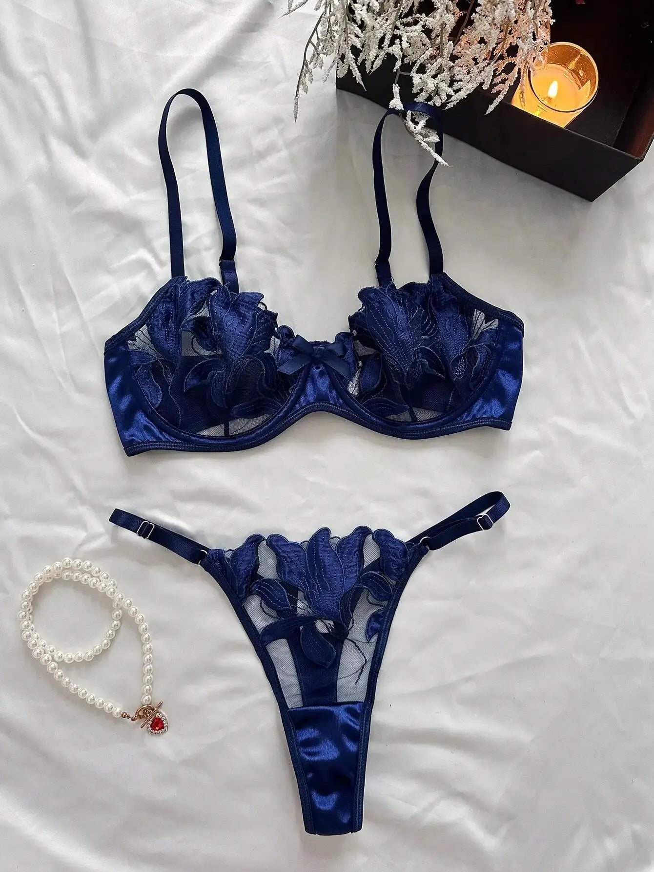 2025 Floral Embroidery Sexy Lingerie Set Women Thin Transparent Bralette Lace Push Up Bra Panty 2 Piece Sensual Lingerie Woman S