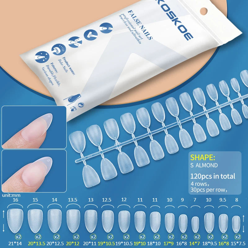 Press on Nails Coffin Soft Gel Tips Full Cover Fake Acrylic UV Gel Nails Extension System Oval Almond Sculpted False Nail Tips