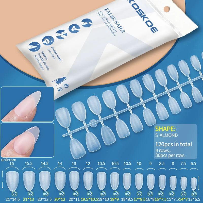 Press on Nails Coffin Soft Gel Tips Full Cover Fake Acrylic UV Gel Nails Extension System Oval Almond Sculpted False Nail Tips