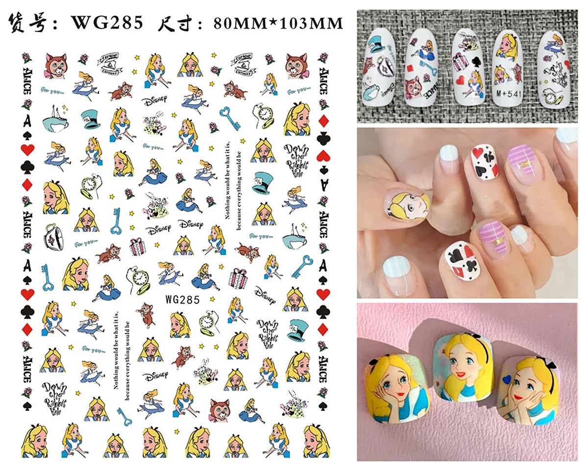 1Pcs 3D Disney Cartoon Mary Cat Nail Sticker Press On Nails Nail Supplies Mickey Mickey Stickers The Lion King Sliders For Nails