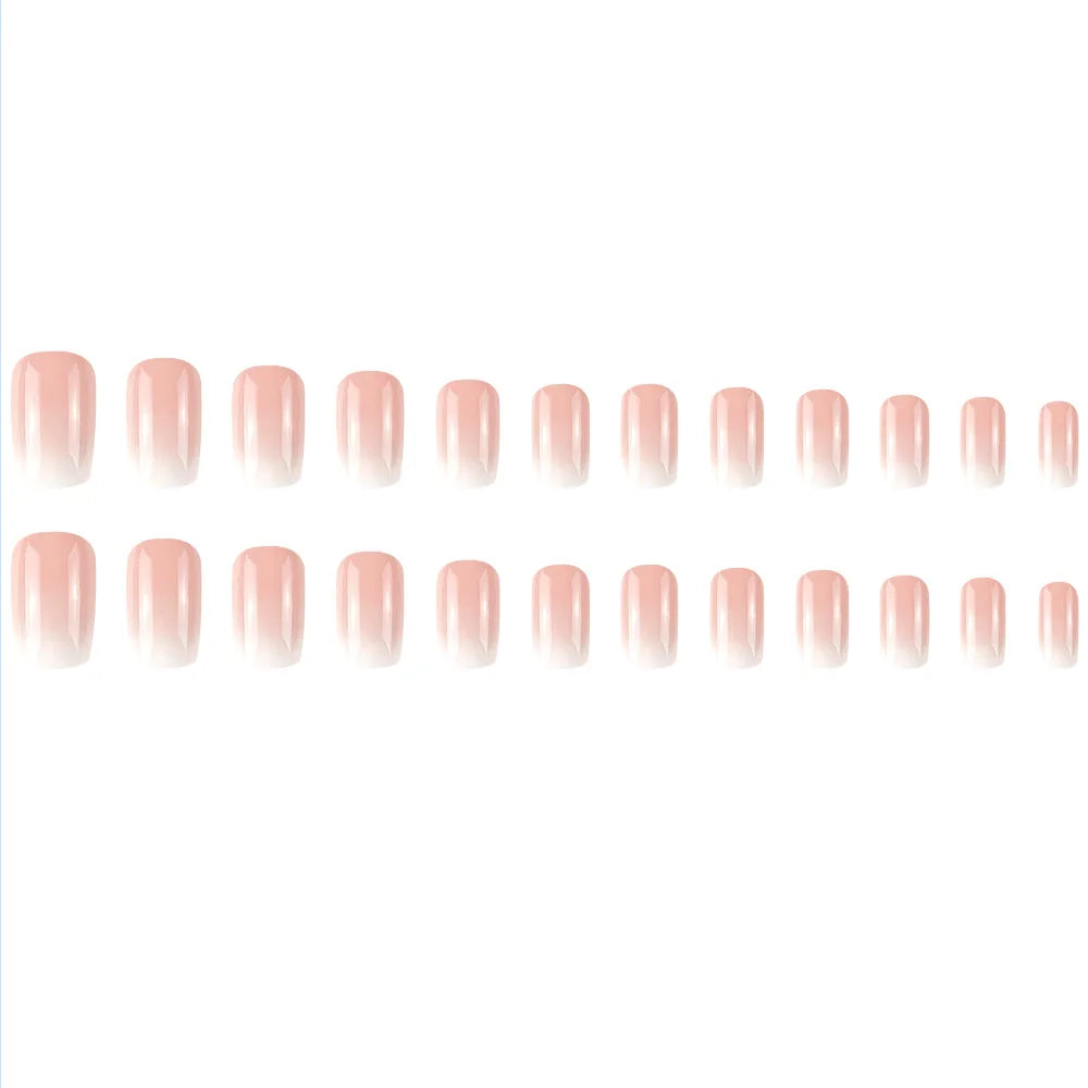 24 Pcs Ballerina Press On Nails Pink Gradient Fake Nails Glossy Artificial Finger Manicure Reusable False Nails For Women