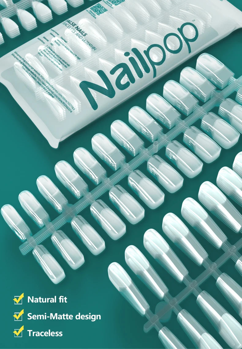 NAILPOP 120pcs False Nails Acrylic Press on Nails Coffin Artificial Nails Clear Fake Nail Tips for Extension Manicure Tool