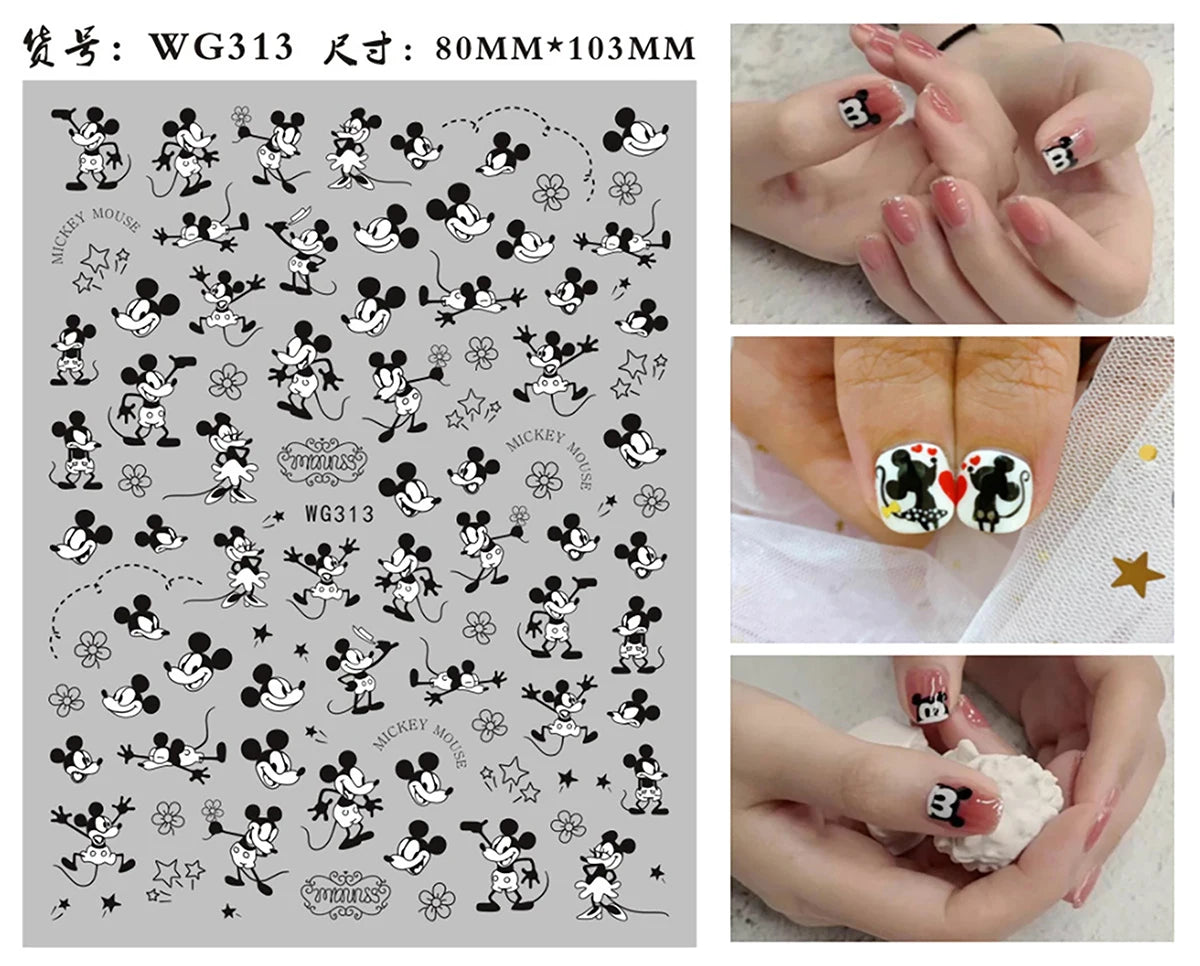 1Pcs 3D Disney Cartoon Mary Cat Nail Sticker Press On Nails Nail Supplies Mickey Mickey Stickers The Lion King Sliders For Nails