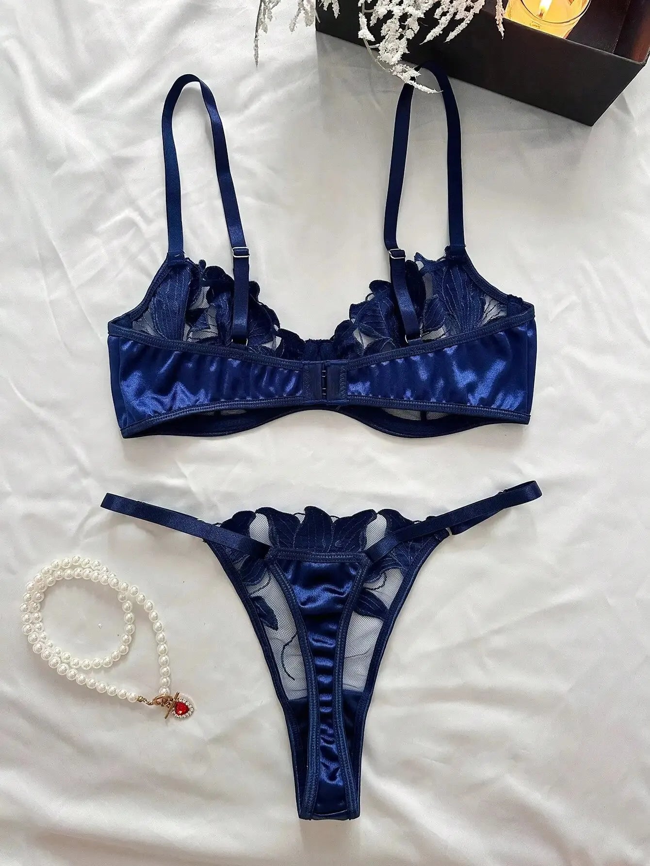 2025 Floral Embroidery Sexy Lingerie Set Women Thin Transparent Bralette Lace Push Up Bra Panty 2 Piece Sensual Lingerie Woman S