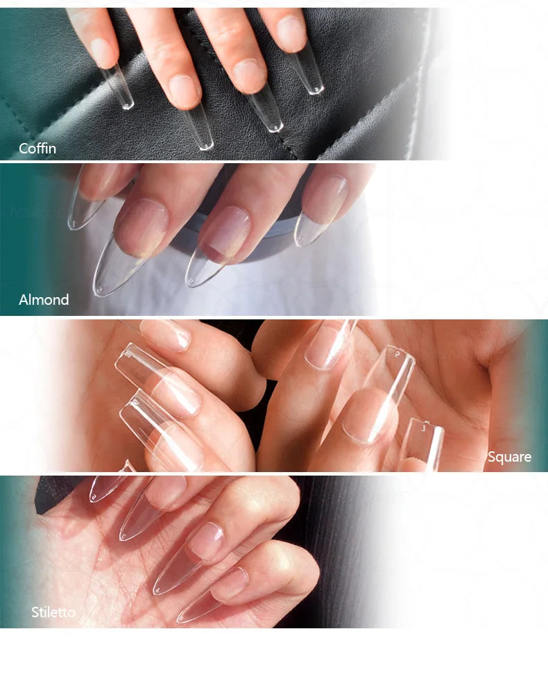 NAILPOP 120pcs False Nails Acrylic Press on Nails Coffin Artificial Nails Clear Fake Nail Tips for Extension Manicure Tool