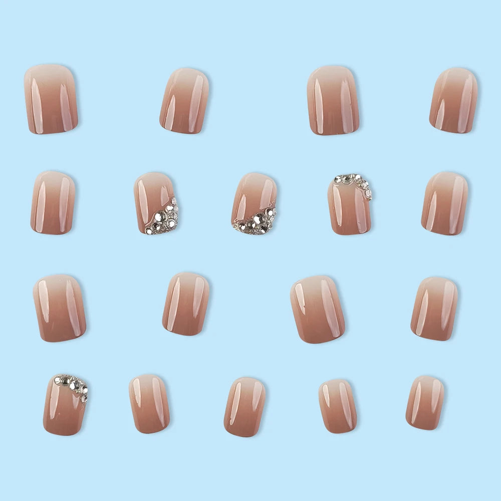24 Pcs Ballerina Press On Nails Pink Gradient Fake Nails Glossy Artificial Finger Manicure Reusable False Nails For Women