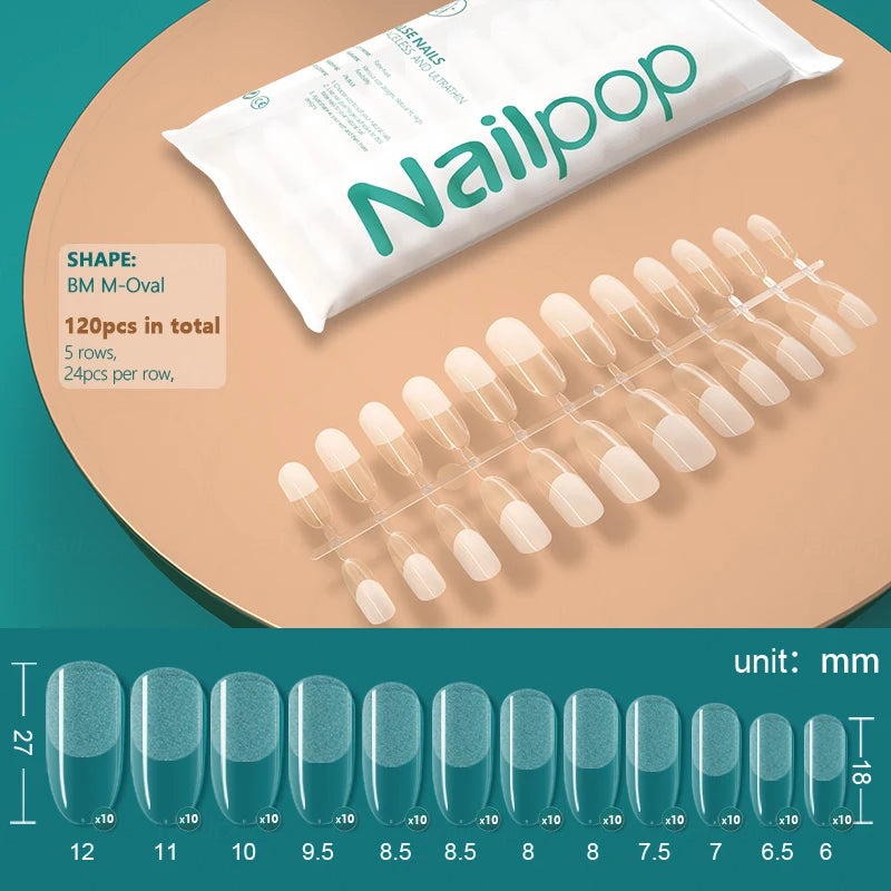 NAILPOP 120pcs False Nails Acrylic Press on Nails Coffin Artificial Nails Clear Fake Nail Tips for Extension Manicure Tool
