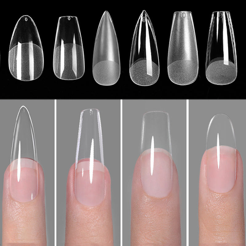 Press on Nails Coffin Soft Gel Tips Full Cover Fake Acrylic UV Gel Nails Extension System Oval Almond Sculpted False Nail Tips