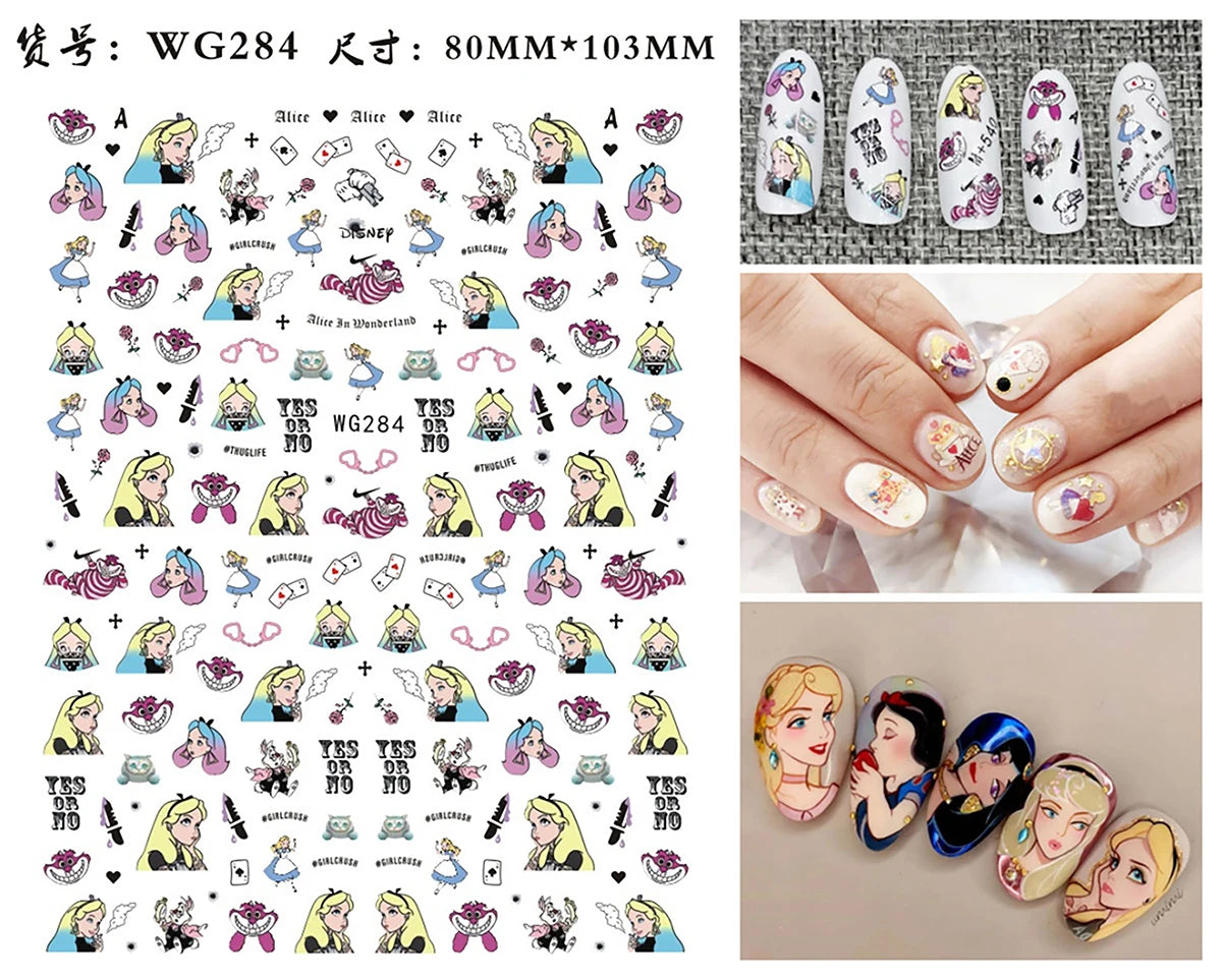 1Pcs 3D Disney Cartoon Mary Cat Nail Sticker Press On Nails Nail Supplies Mickey Mickey Stickers The Lion King Sliders For Nails