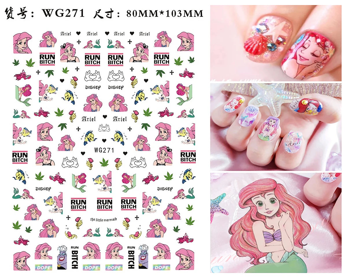 1Pcs 3D Disney Cartoon Mary Cat Nail Sticker Press On Nails Nail Supplies Mickey Mickey Stickers The Lion King Sliders For Nails