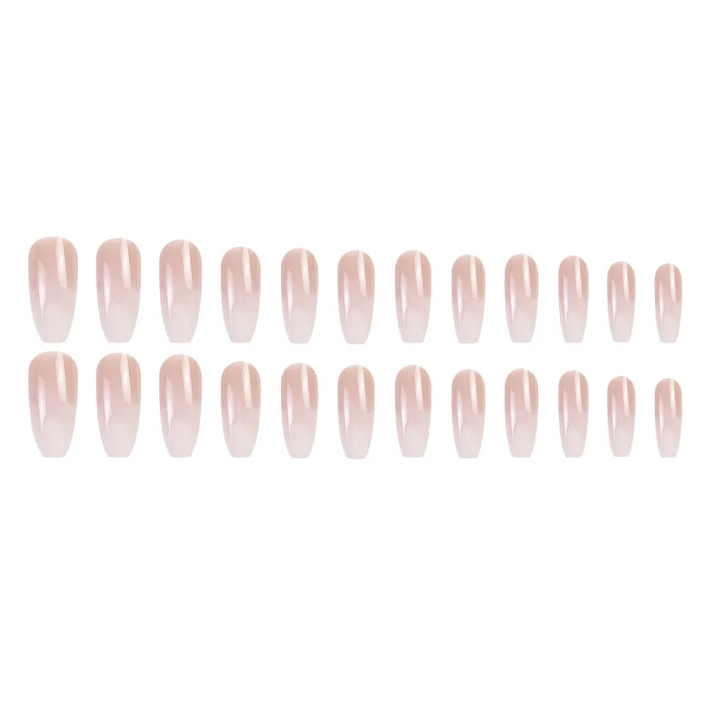 24 Pcs Ballerina Press On Nails Pink Gradient Fake Nails Glossy Artificial Finger Manicure Reusable False Nails For Women