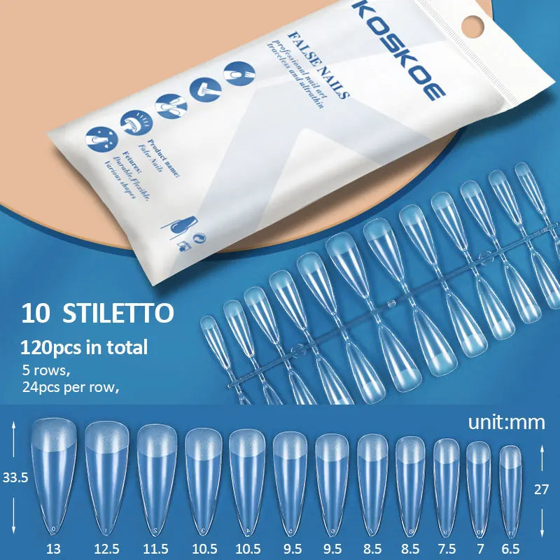 Press on Nails Coffin Soft Gel Tips Full Cover Fake Acrylic UV Gel Nails Extension System Oval Almond Sculpted False Nail Tips