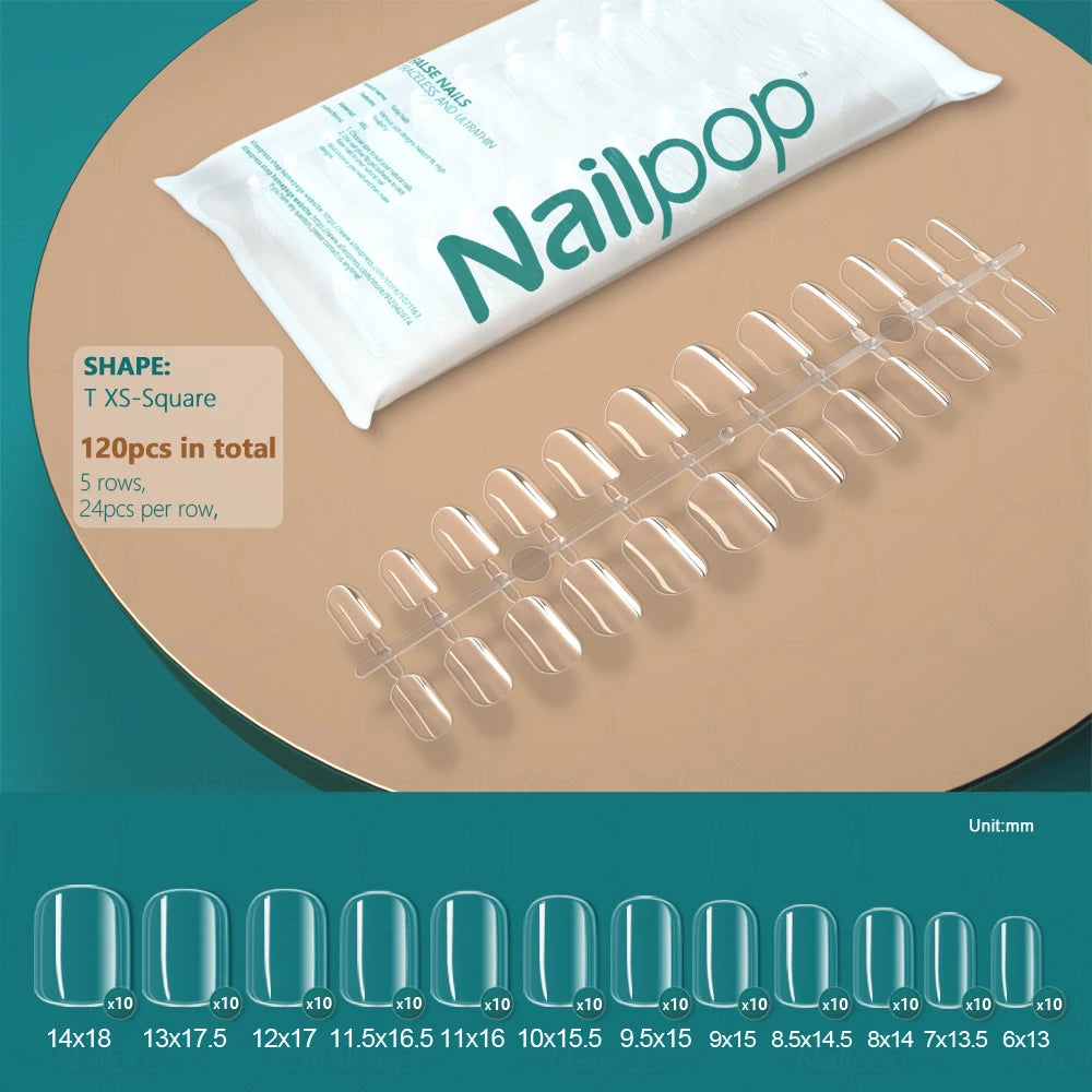 NAILPOP 120pcs False Nails Acrylic Press on Nails Coffin Artificial Nails Clear Fake Nail Tips for Extension Manicure Tool
