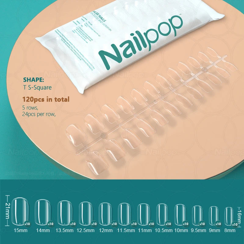 NAILPOP 120pcs False Nails Acrylic Press on Nails Coffin Artificial Nails Clear Fake Nail Tips for Extension Manicure Tool