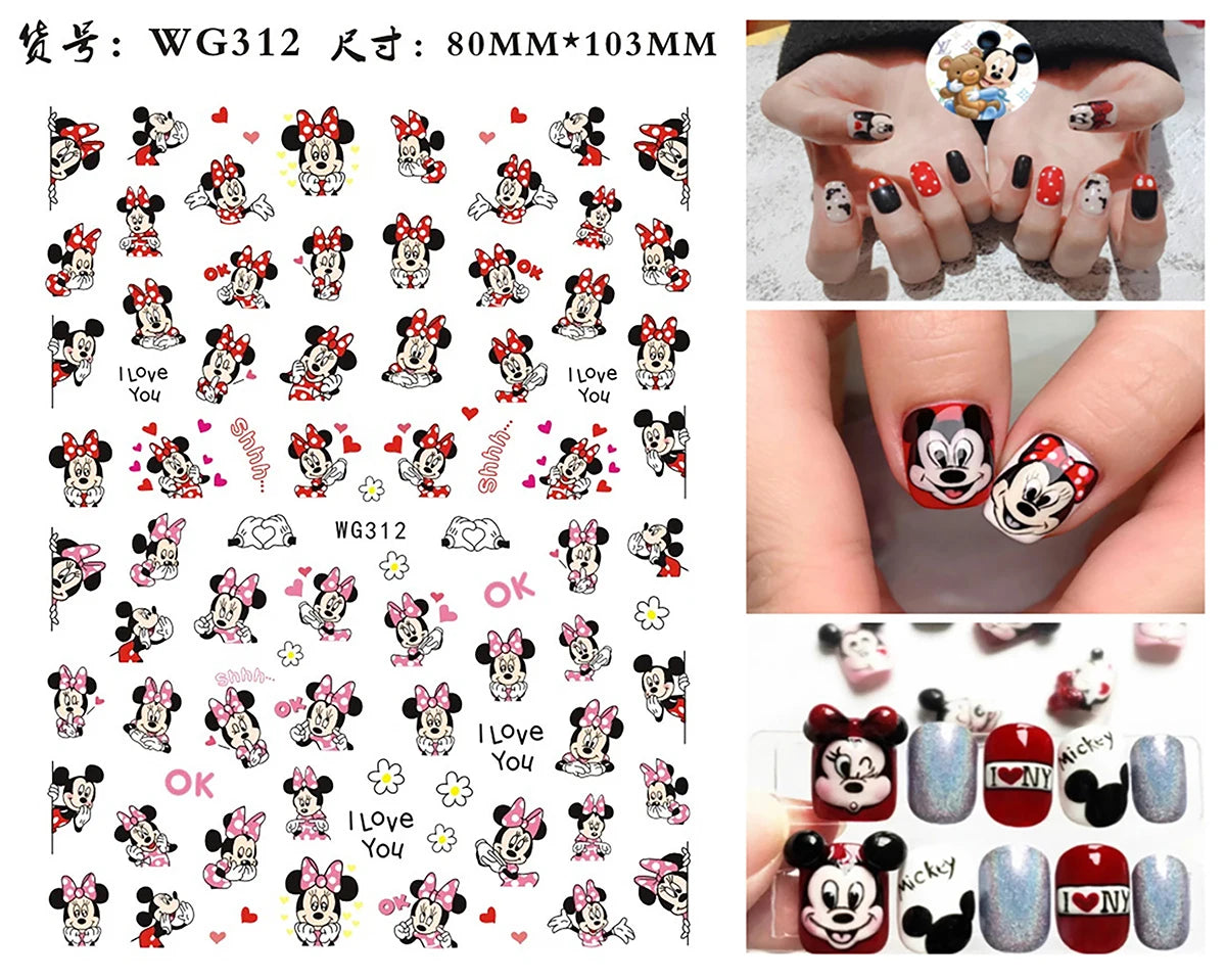 1Pcs 3D Disney Cartoon Mary Cat Nail Sticker Press On Nails Nail Supplies Mickey Mickey Stickers The Lion King Sliders For Nails