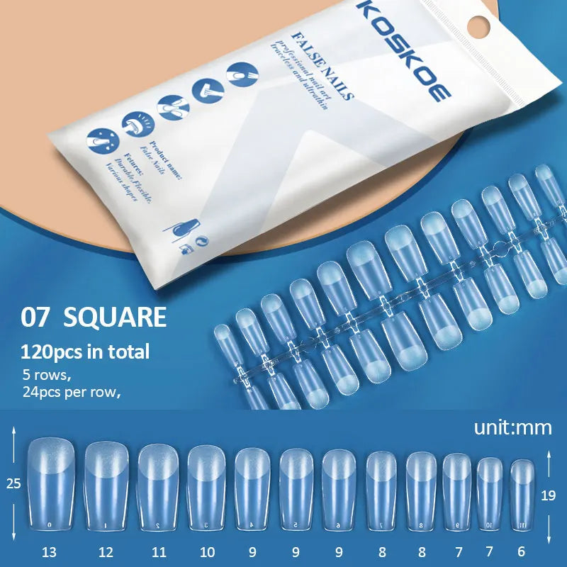 Press on Nails Coffin Soft Gel Tips Full Cover Fake Acrylic UV Gel Nails Extension System Oval Almond Sculpted False Nail Tips