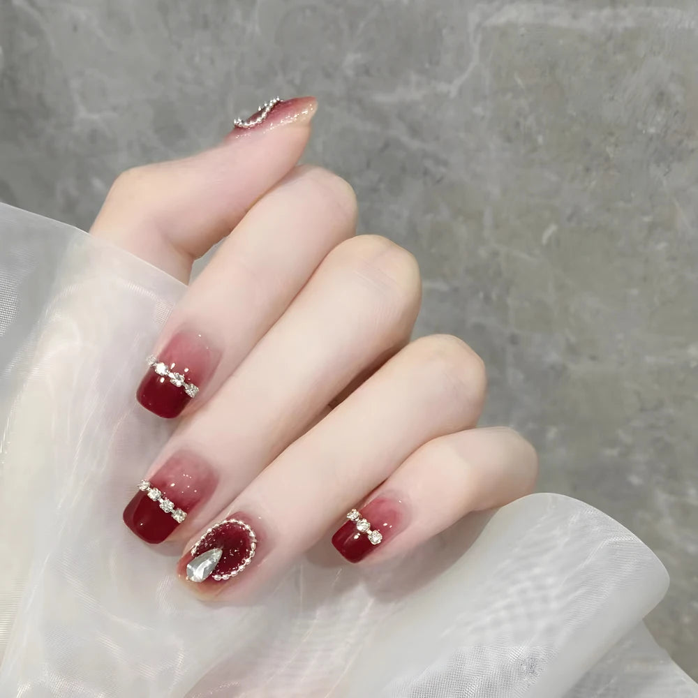 24 Pcs Ballerina Press On Nails Pink Gradient Fake Nails Glossy Artificial Finger Manicure Reusable False Nails For Women