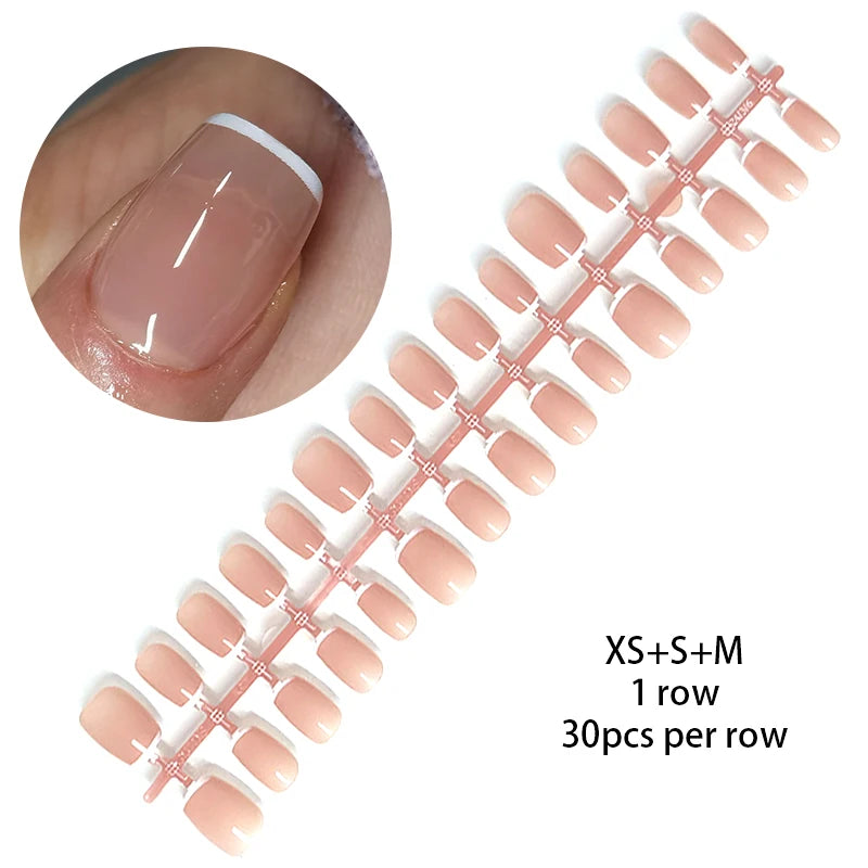 30Pcs Nail Tip Nude French Fake Nail Fashion Frosted Wearable False Nails Simple Full Cover Press on Nails DIY Wear Nail Tool